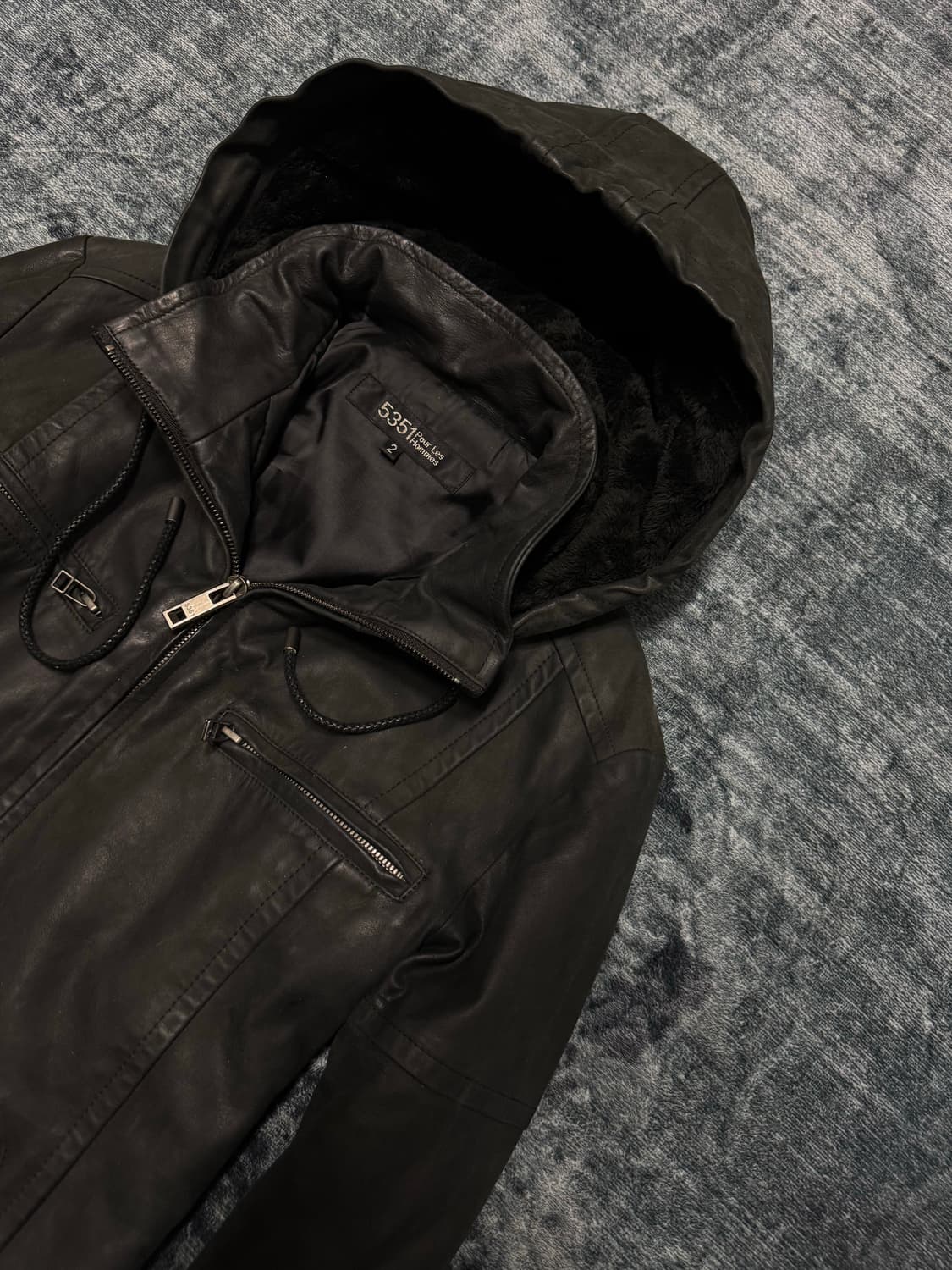 5351 pour les homme hood leather jacket 상품이미지3