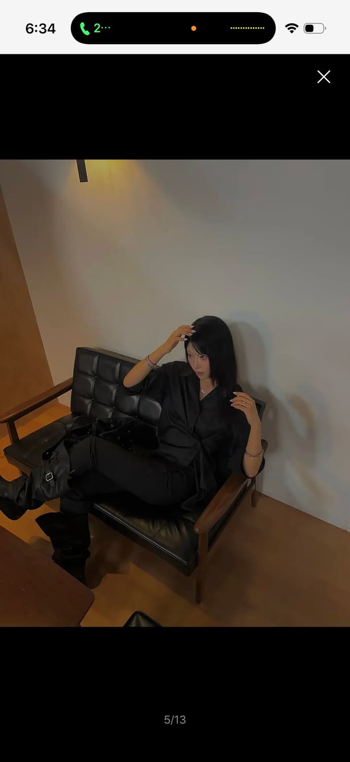 제너럴아이디어 링클프리 루즈핏 랩 셔츠 블랙 m 상품이미지3