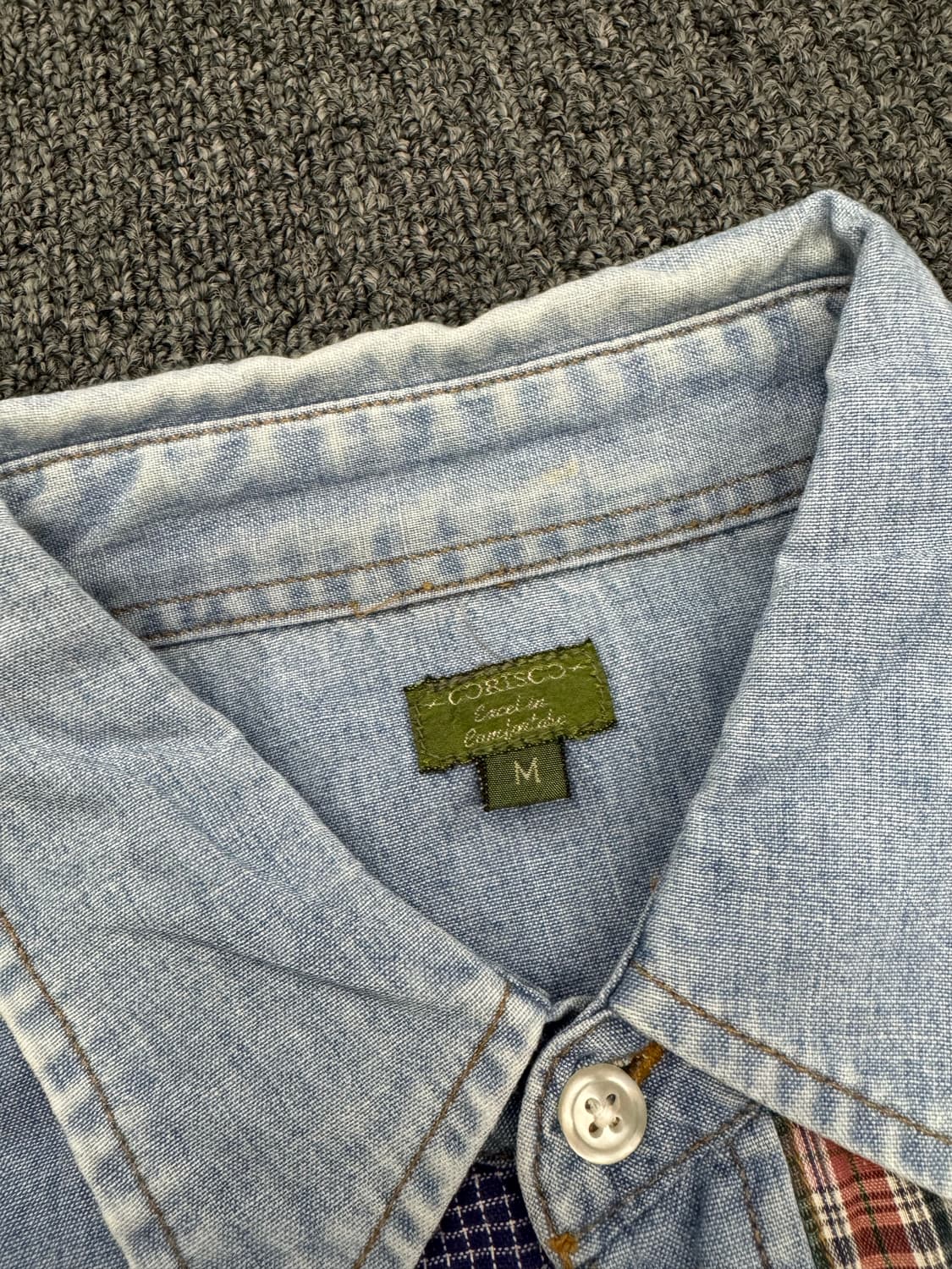 M)CORISCO 빈티지 패치워크 데님 셔츠 상품이미지3