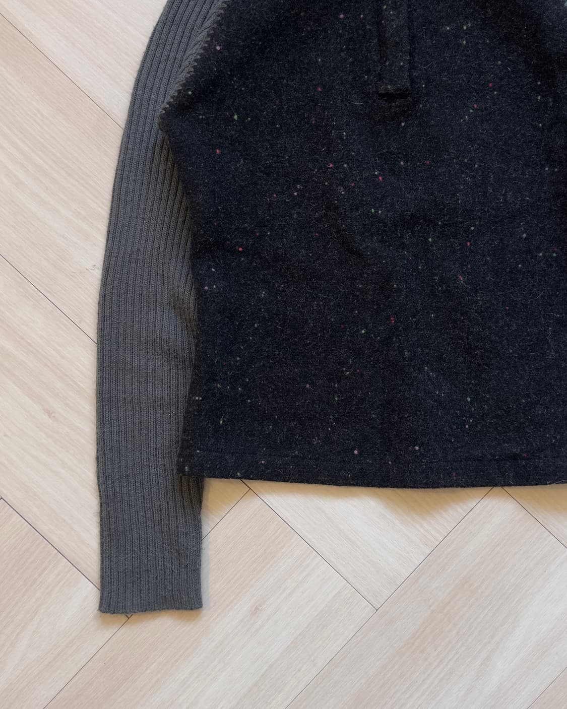 [RICH NOBLE] raglan knit half hoodie zip 상품이미지3