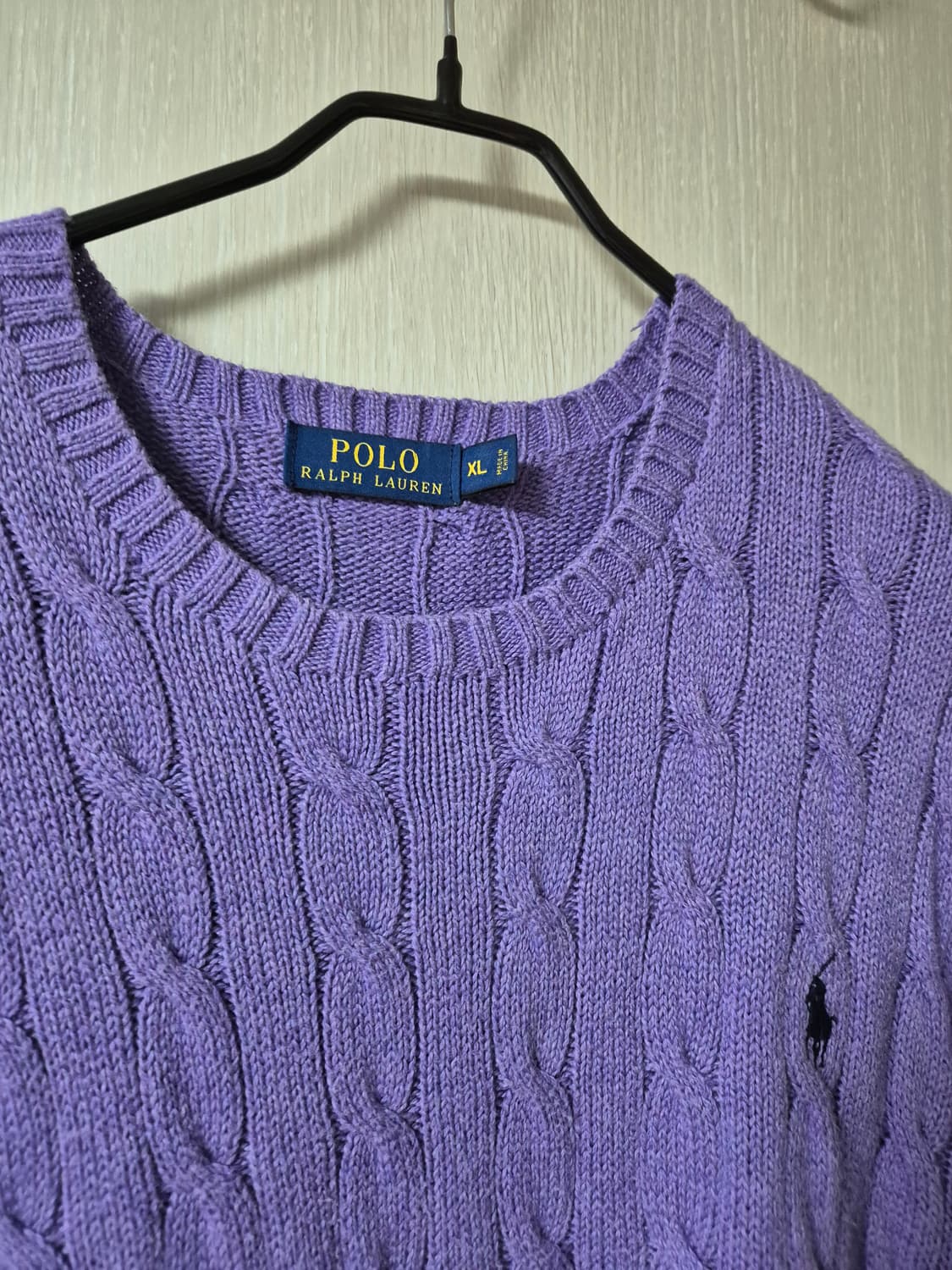 폴로 랄프로렌 케이블 니트 퍼플 XL 남성 꽈배기니트 상품이미지4