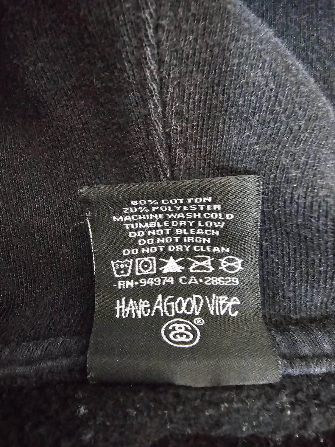 스투시 블랙 기모 후드집업 M 상품이미지4