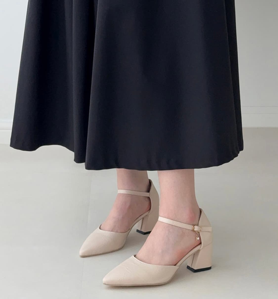 (새상품) 스틸레토 버클 스트랩 메리제인 통굽 힐(6.5cm) 240 상품이미지1