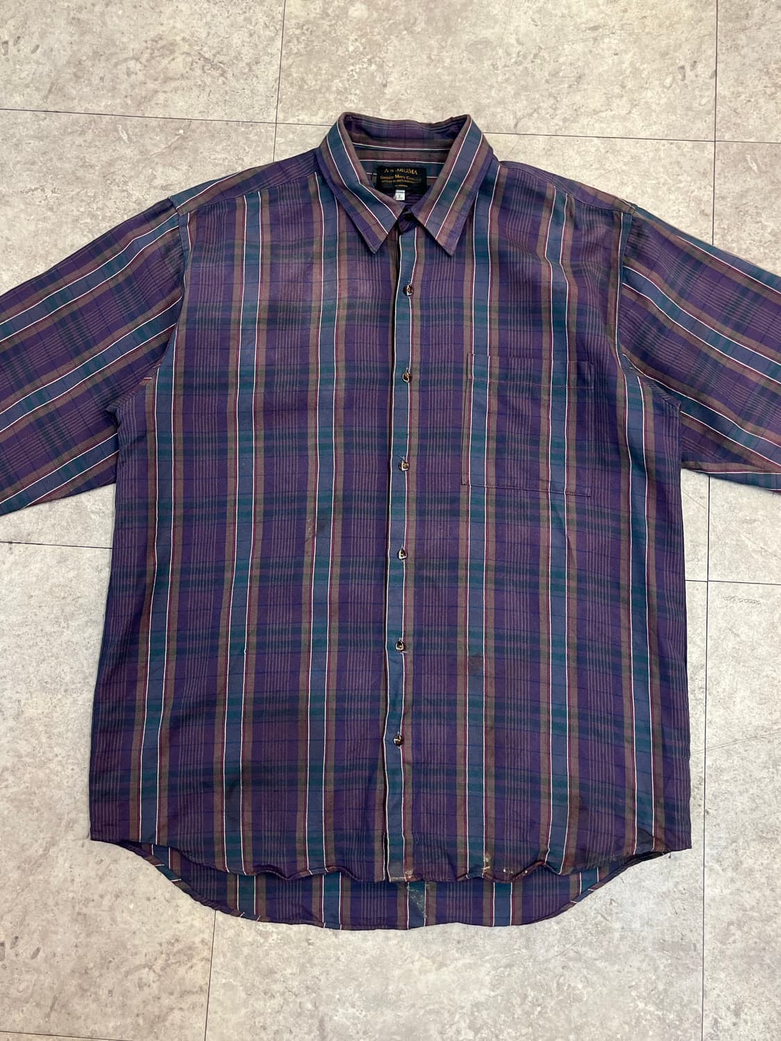 빈티지 울 체크 셔츠 퍼플 L #csz3395 상품이미지4