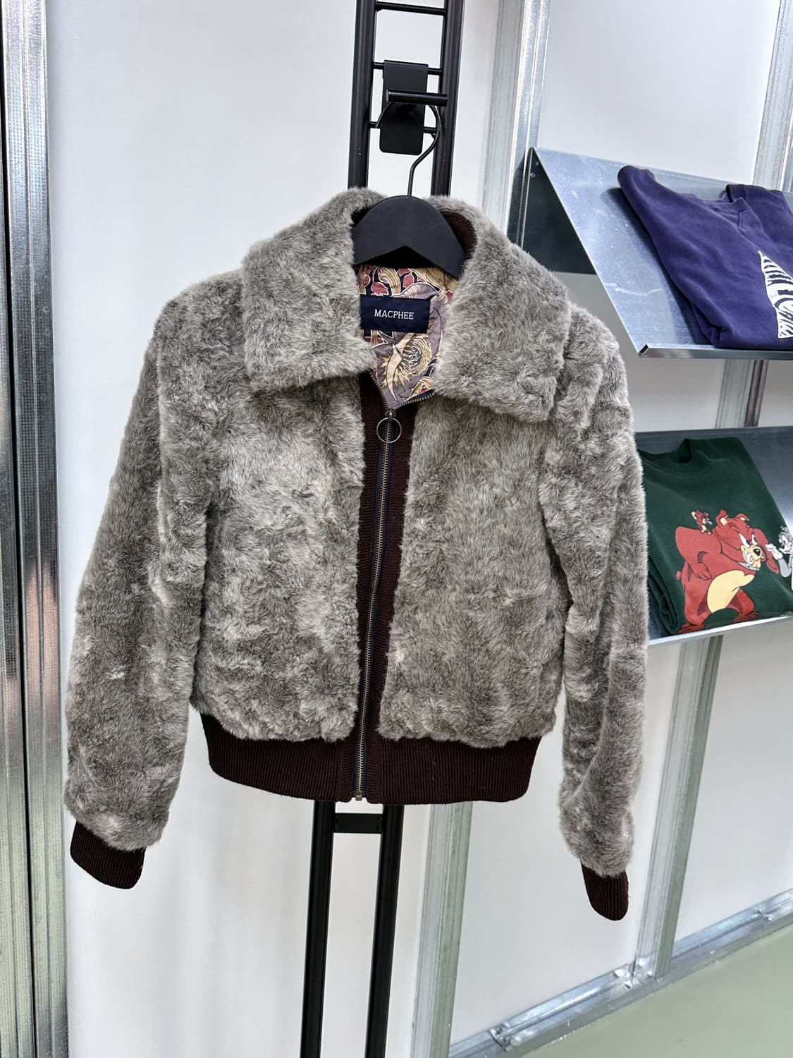 ash brown fur zip collar jacket 상품이미지5