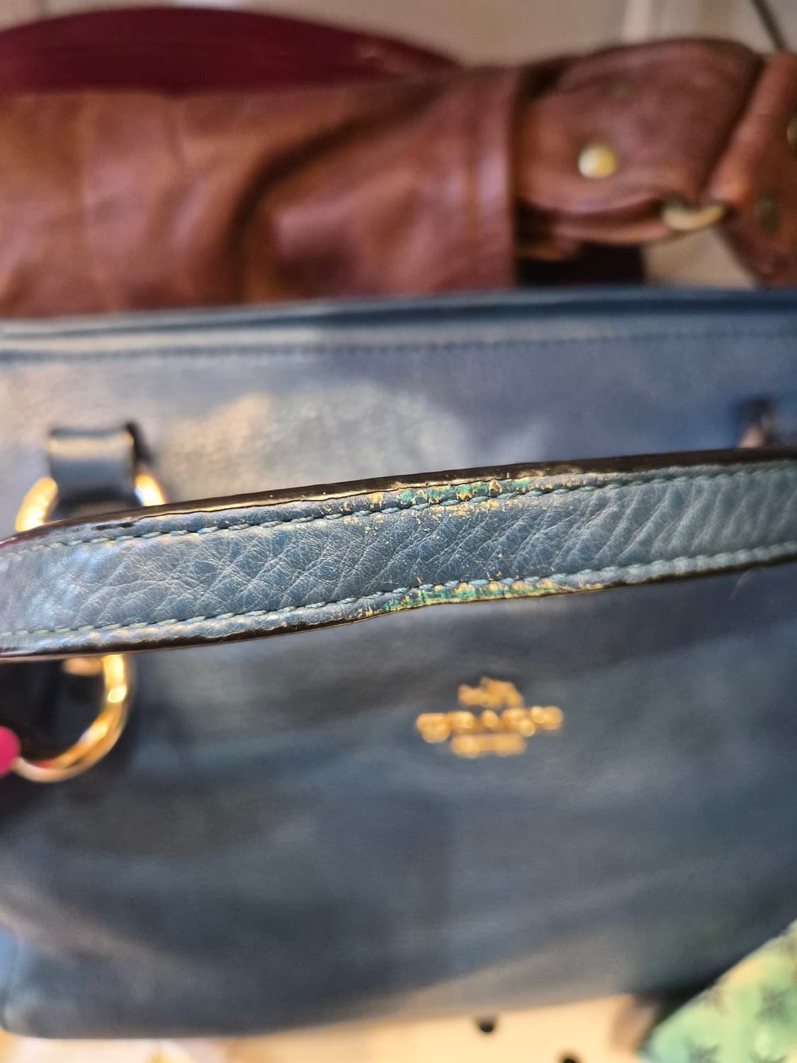 코치 블루 소가죽 숄더백 토드백 가방 상품이미지6