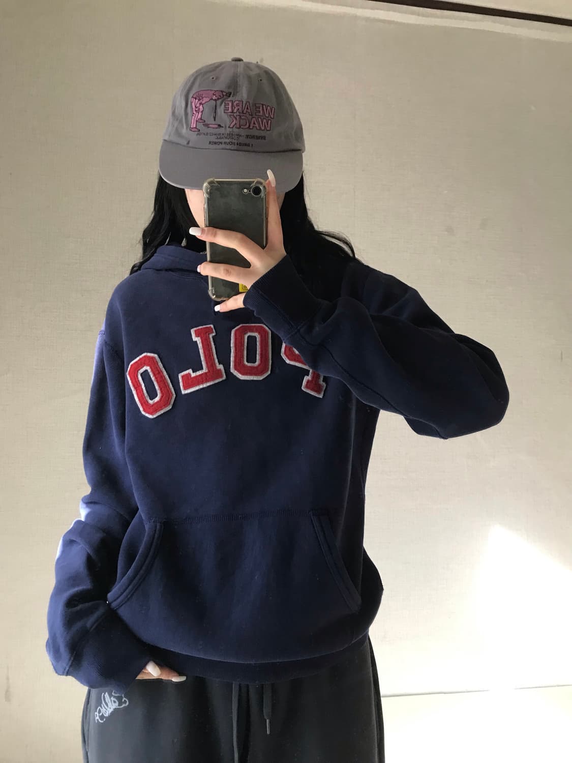 폴로 네이비 빅로고 후드티 상품이미지5