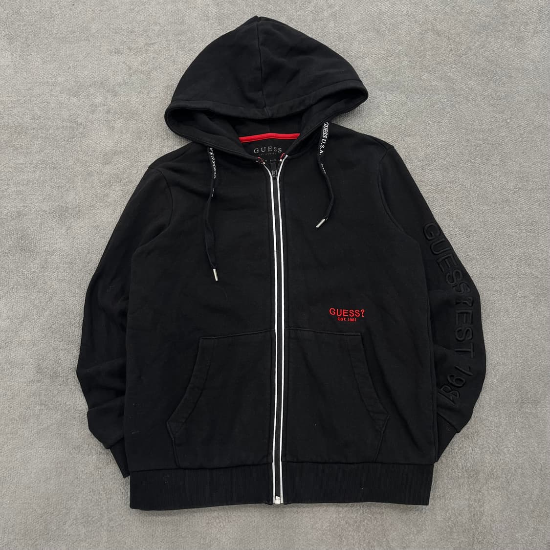 S 게스 블랙 후드집업 상품이미지1