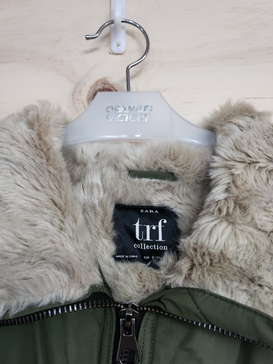 465) 자라 TRF 카키색 퍼 후드 야상 점퍼 상품이미지2