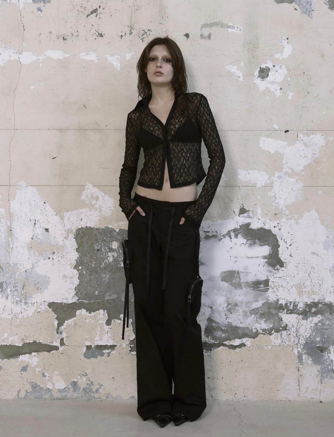 보헤미안서울 LACE OPEN COLLAR SHIRT, BLACK 상품이미지4