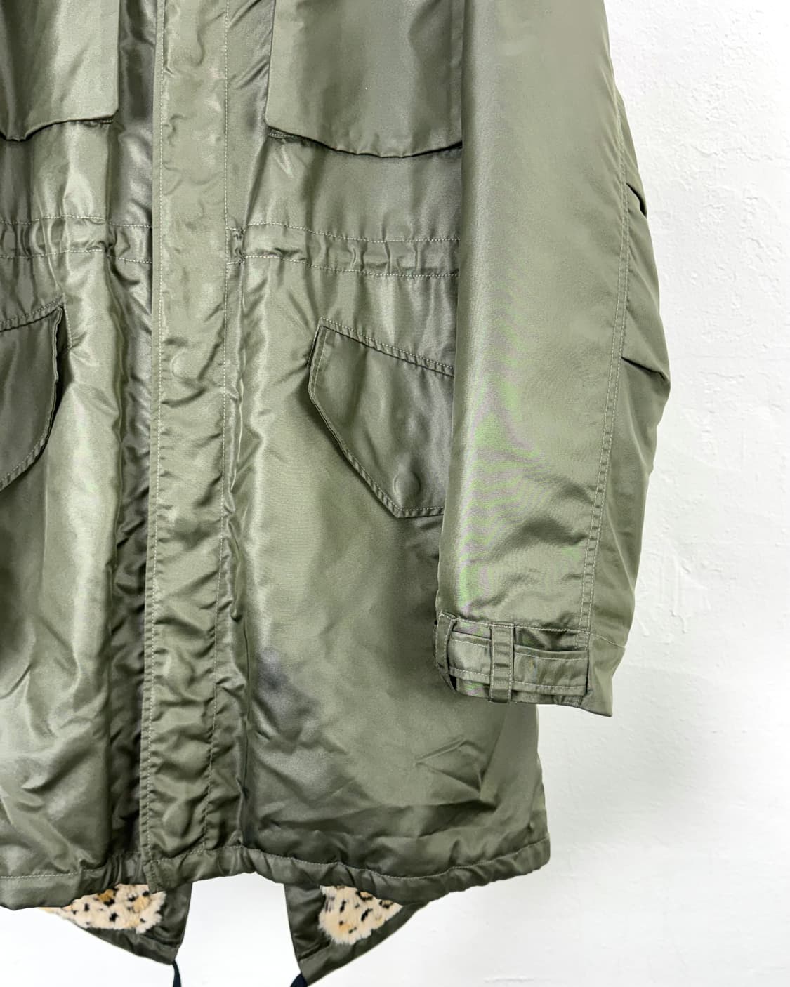 페익스 커넥션 세이지 레오파드 패널 포켓 후디 롱 파카 코트 상품이미지6