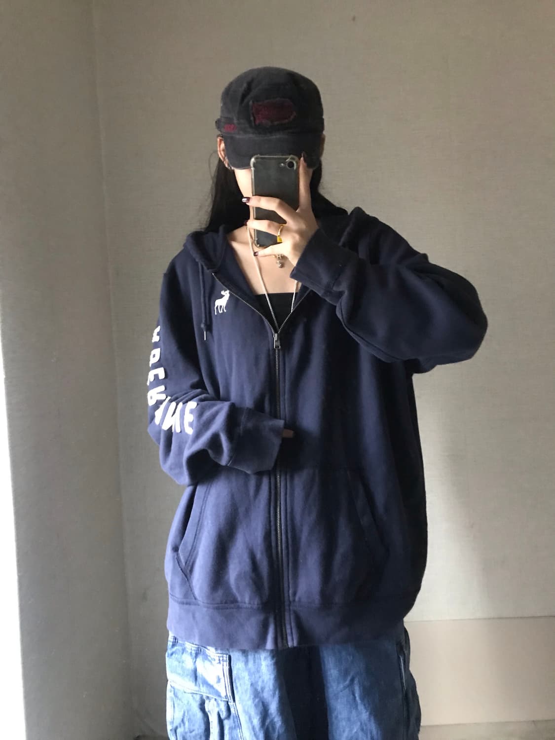 아베크롬비 네이비 사이드 로고 후드집업 상품이미지3