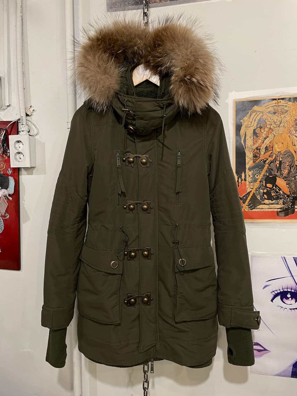 sly 슬라이 밀리터리 버클 워머 퍼 후드 카키 파카 y2k 갸루 상품이미지5