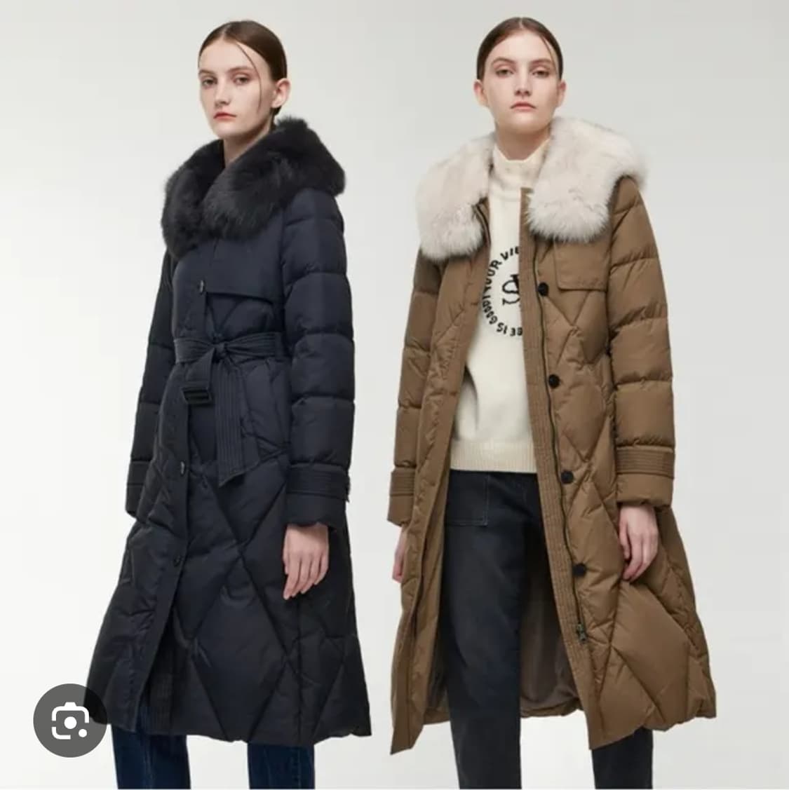 보브 VOV 2022 폭스퍼 구스 벨티드 롱패딩 55 사이즈 상품이미지2