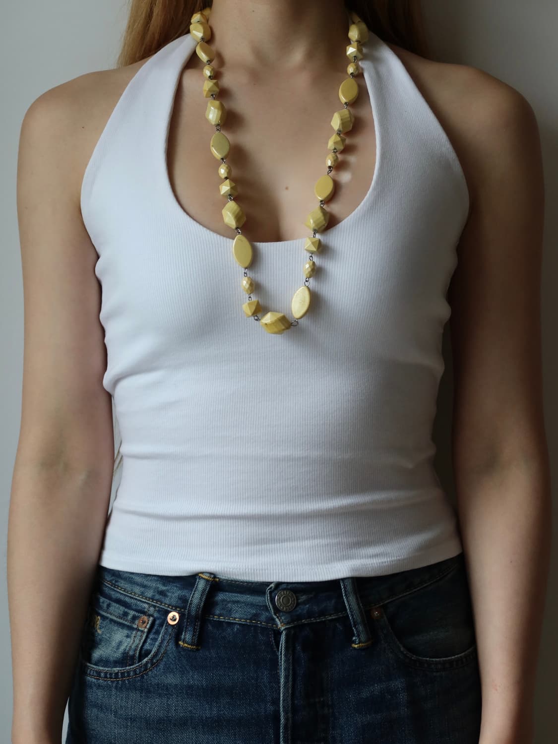 vintage soft yellow necklace 상품이미지2