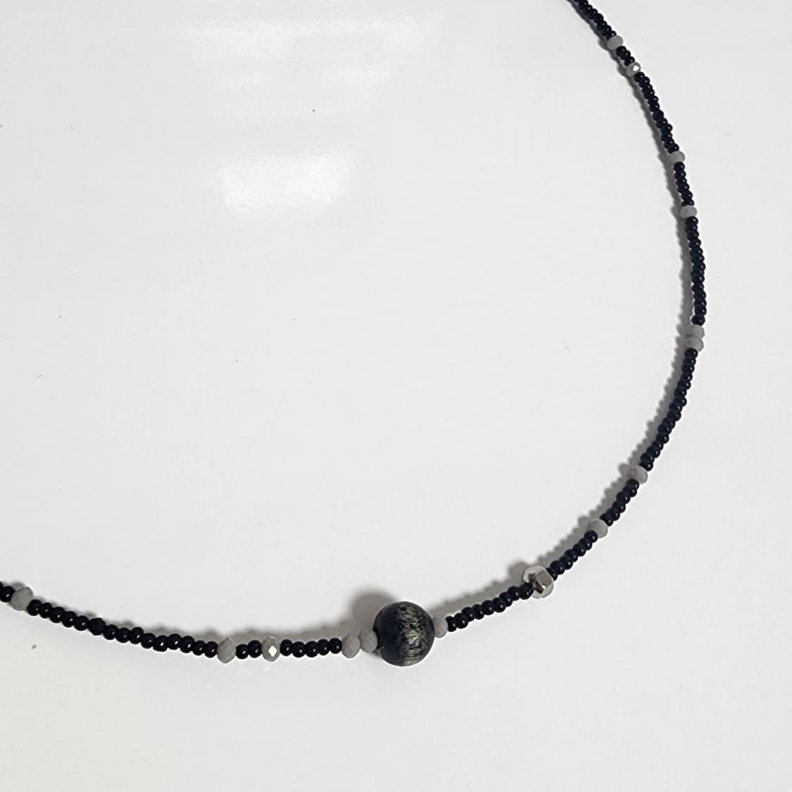 남자 그레이 원 포인트 목걸이 상품이미지3