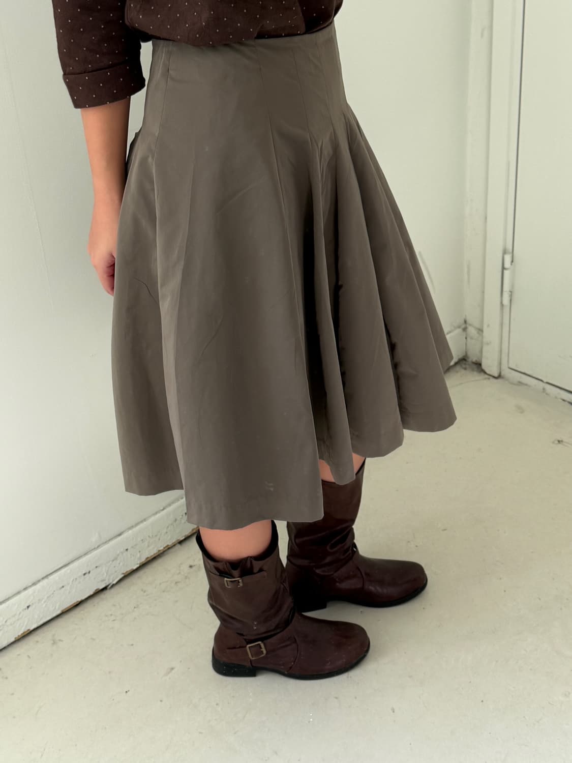 일본빈티지 모카 핀턱 미디스커트 상품이미지2