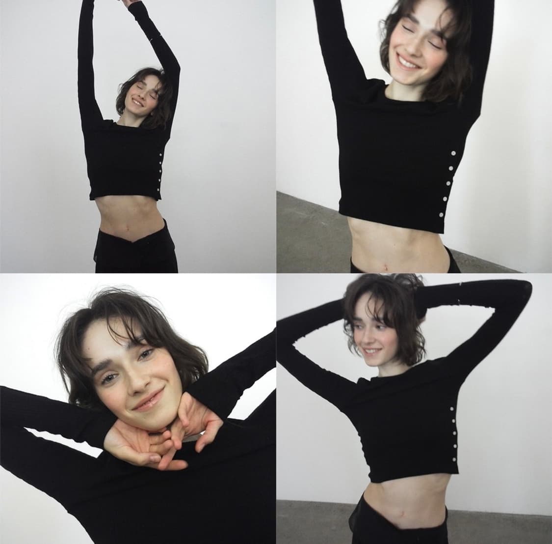 포에토 KNITTING BUTTON TEE 블랙 상품이미지5