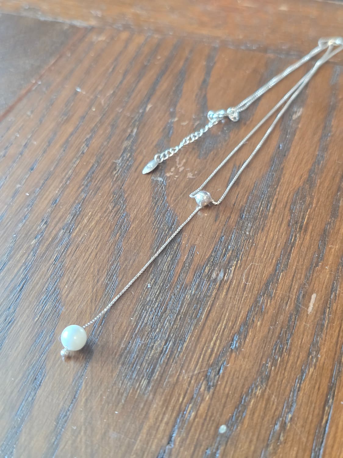 진주 드랍 Y 실버 목걸이 상품이미지3