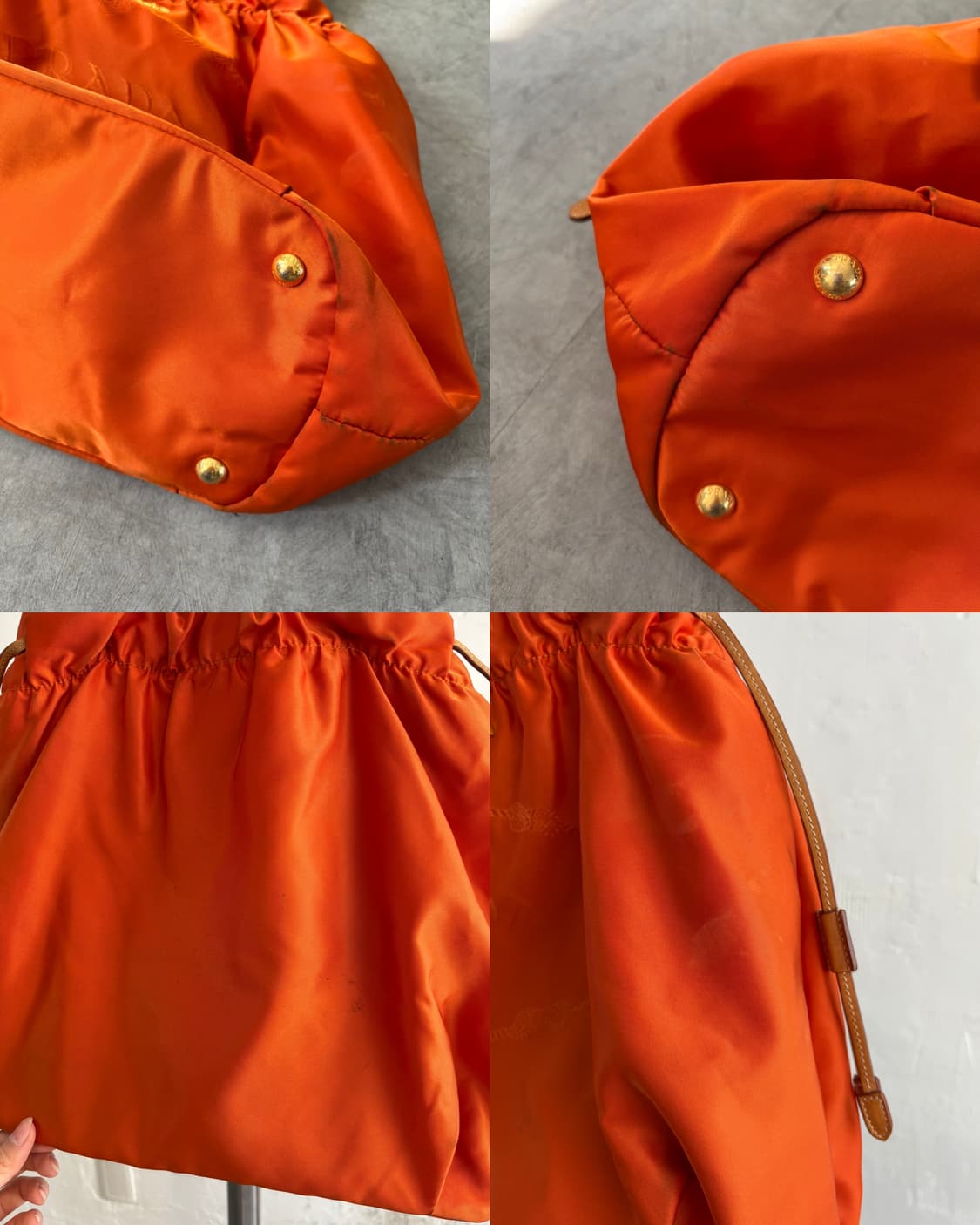 Prada 프라다 로고 드로스트링 오렌지 토트백 상품이미지10