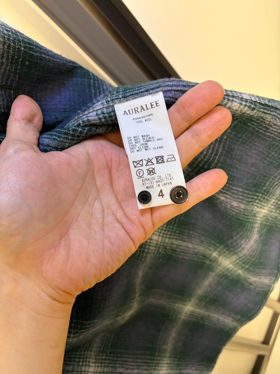 [4] 오라리 AIRY WOOL CHECK SHIRT 상품이미지2