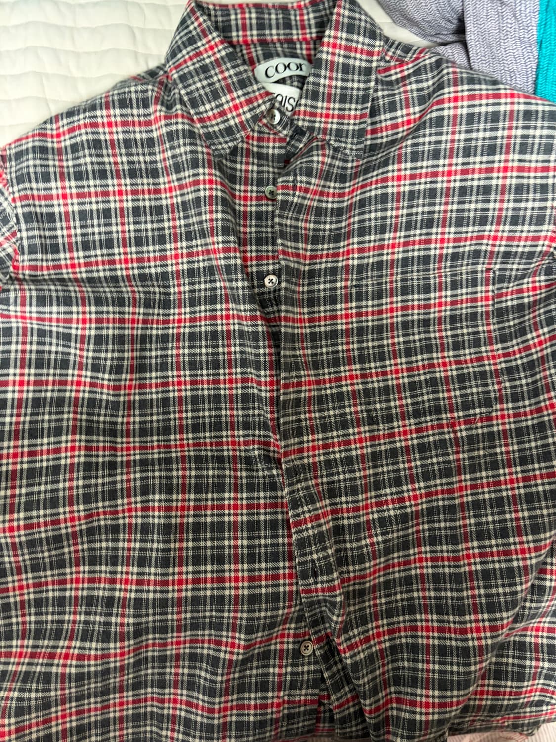 쿠어 컷오프 레드 체크셔츠S 상품이미지2