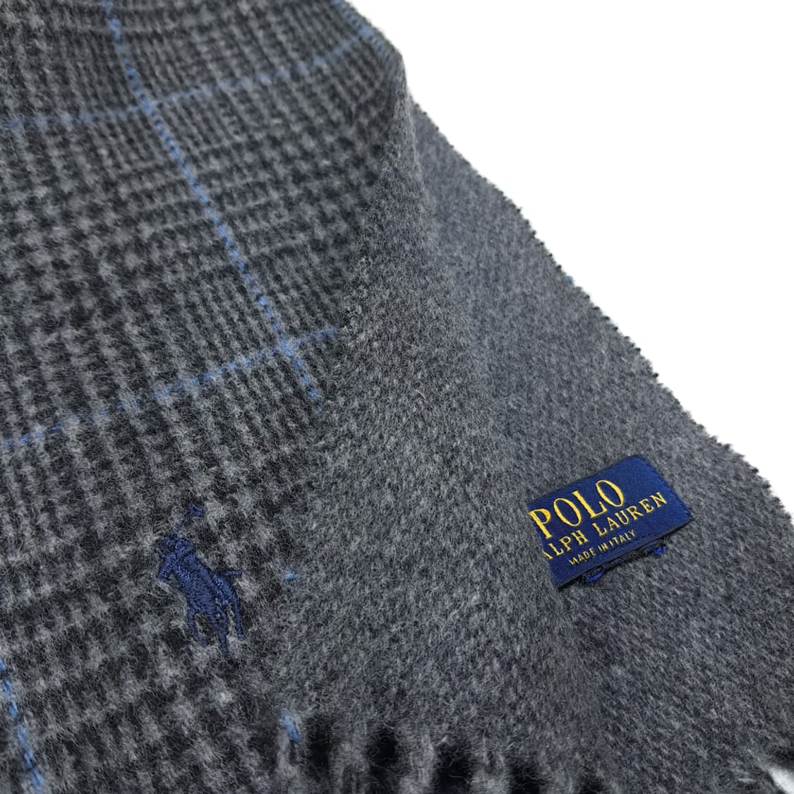 MX389 폴로 이태리판 글렌체크 포니자수 그레이 머플러 목도리 상품이미지6