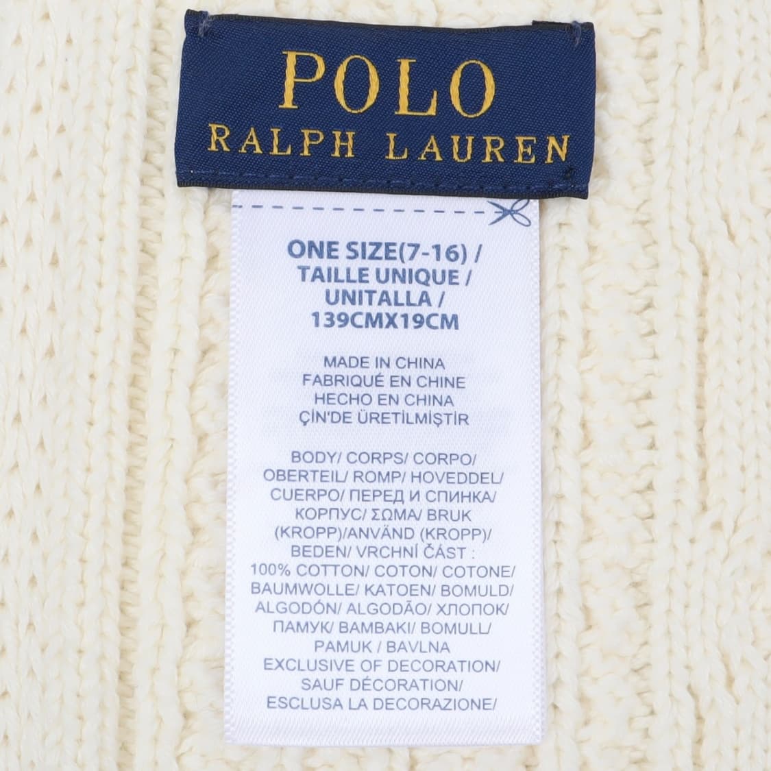 폴로 랄프로렌 크림 폴로베어 케이블 니트 머플러 상품이미지8