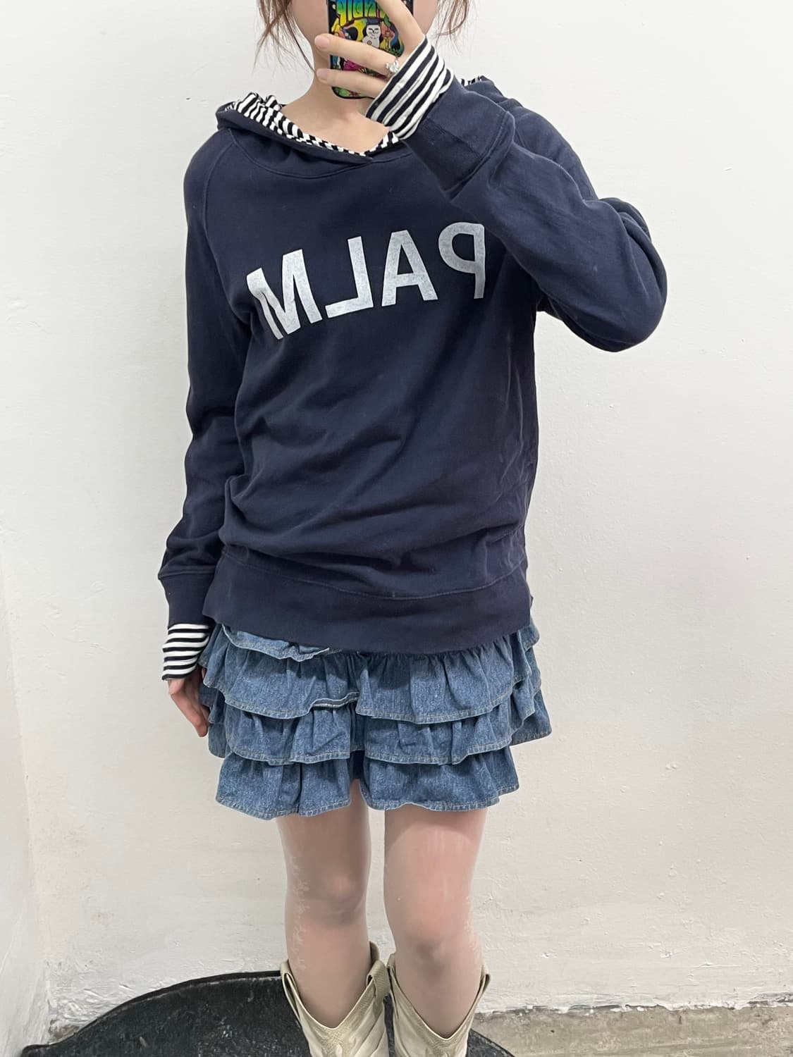 PALM 스트라이프 레이어드 후드 상품이미지2