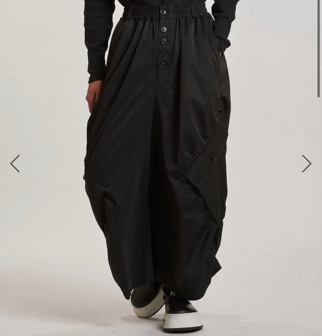 No id Side Gather Wide Cargo PT (Black)  상품이미지4