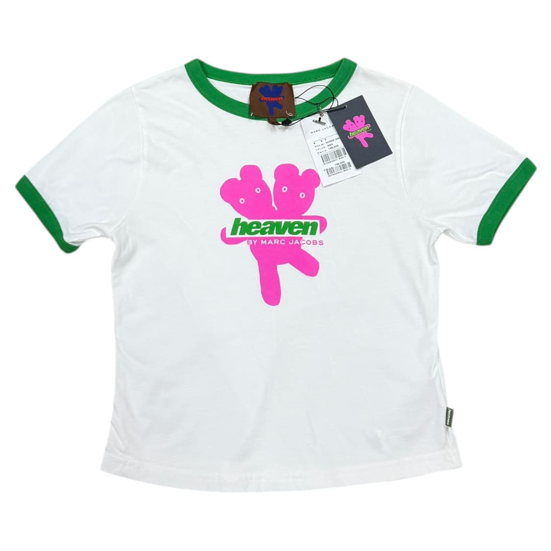 헤븐 바이 마크제이콥스 링거 반팔티 화이트 그린 S 상품이미지1