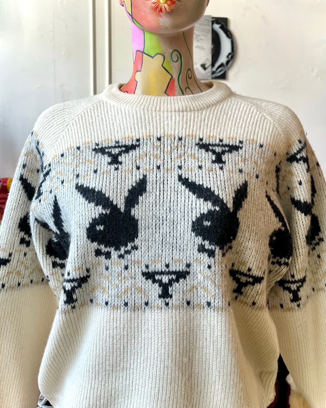 1990s Playboy Bunny Pattern Wool Sweater 상품이미지2