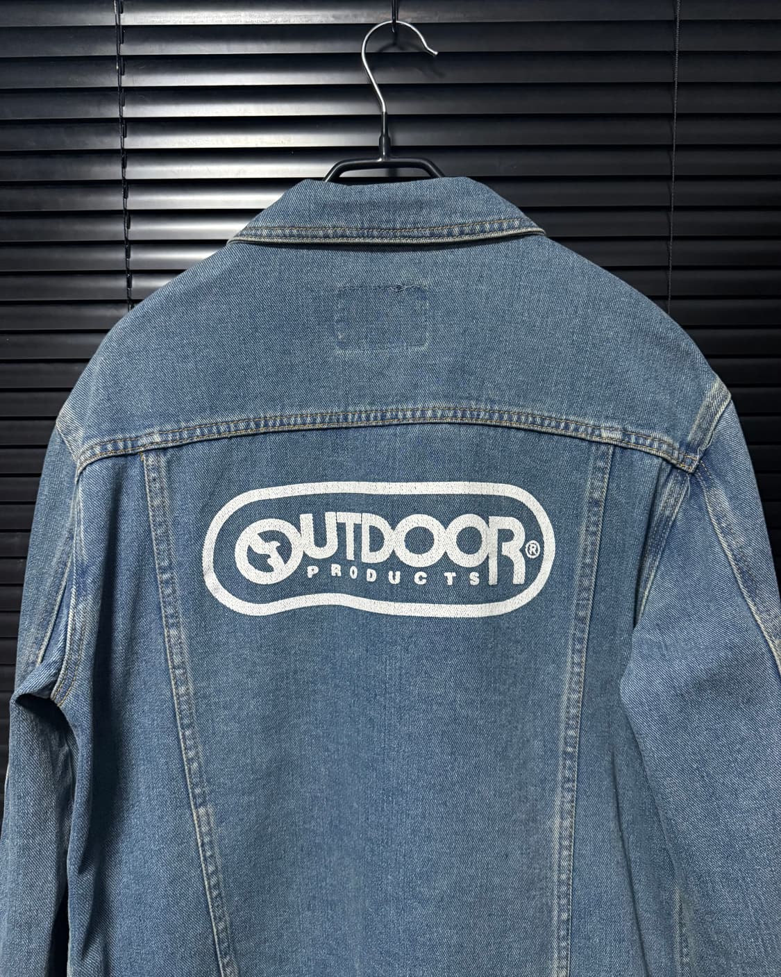 아웃도어 프로덕트 데님 트러커 워크 청 자켓 지퍼 프린팅 m 95 워싱  상품이미지1