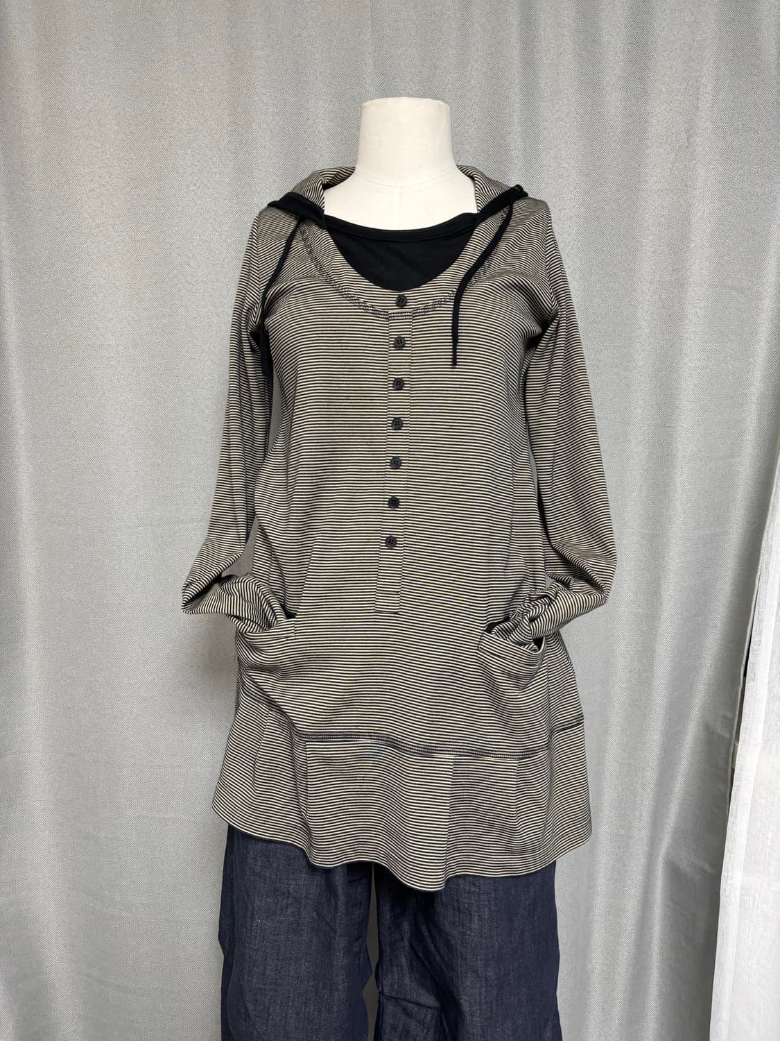 sutfeso 빈티지 스트라이프 벌룬 후디 레이어드 탑 상품이미지7