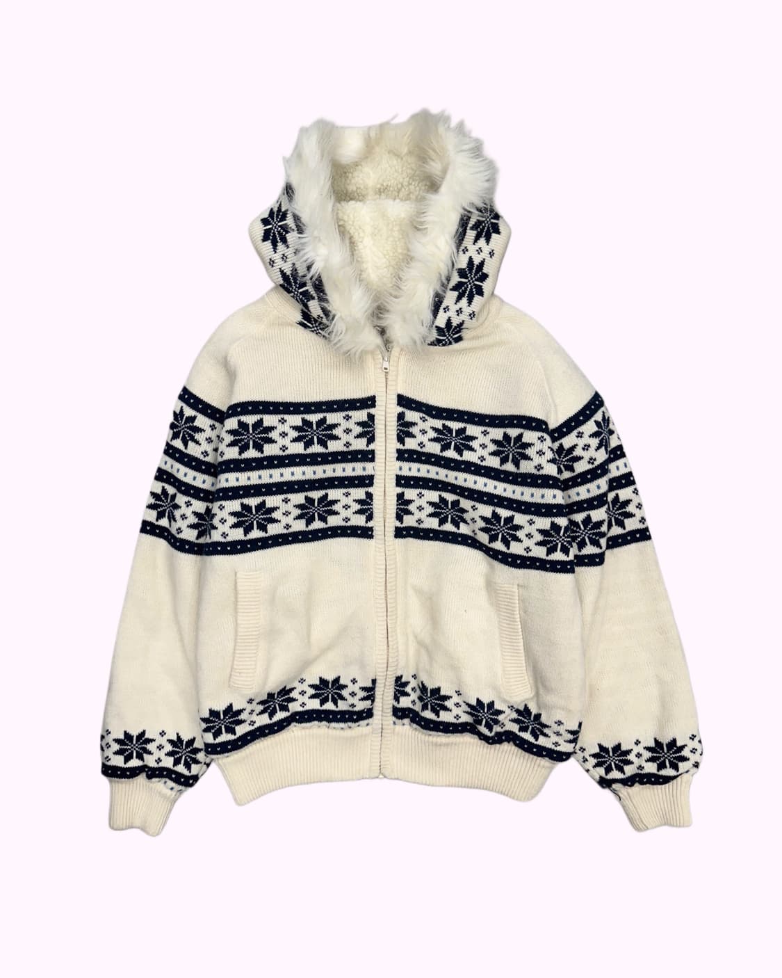 snow fur hood knit jacket 상품이미지1