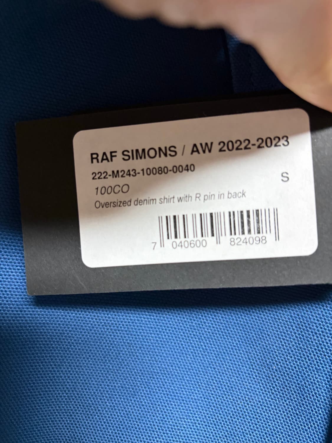 라프시몬스 로고 패치 오버사이즈 데님 셔츠 상품이미지6