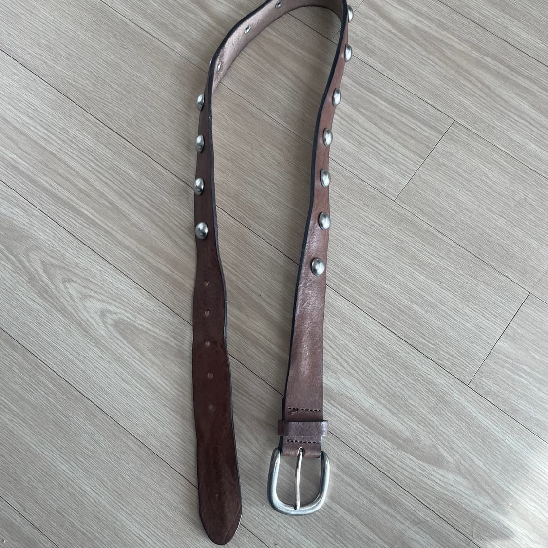 스터드 레더 벨트 브라운 상품이미지2