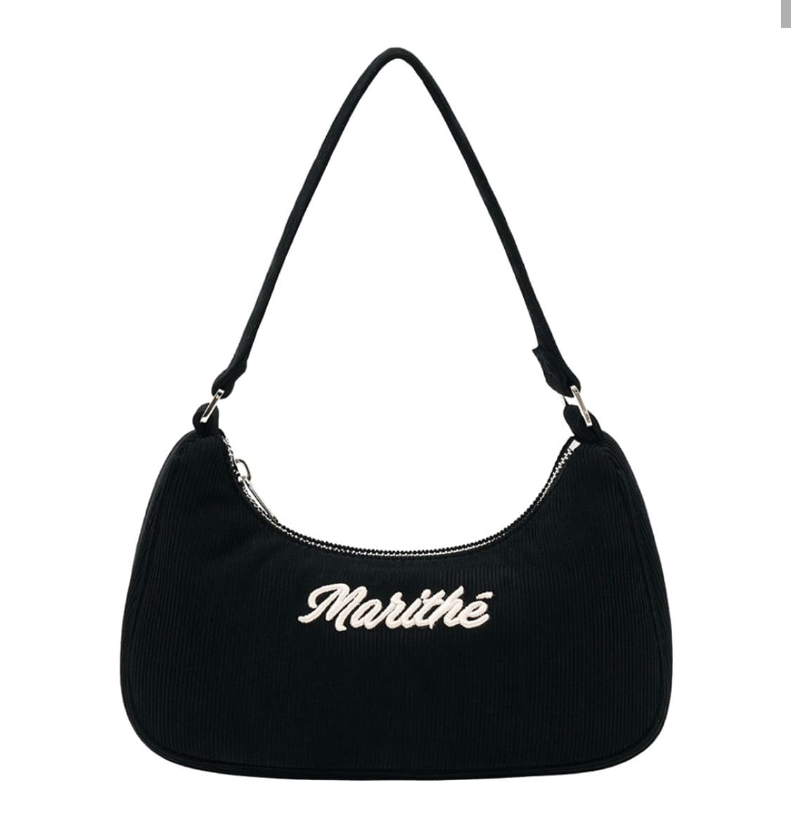마리떼 자수 로고 코듀로이 숄더백 블랙 상품이미지1