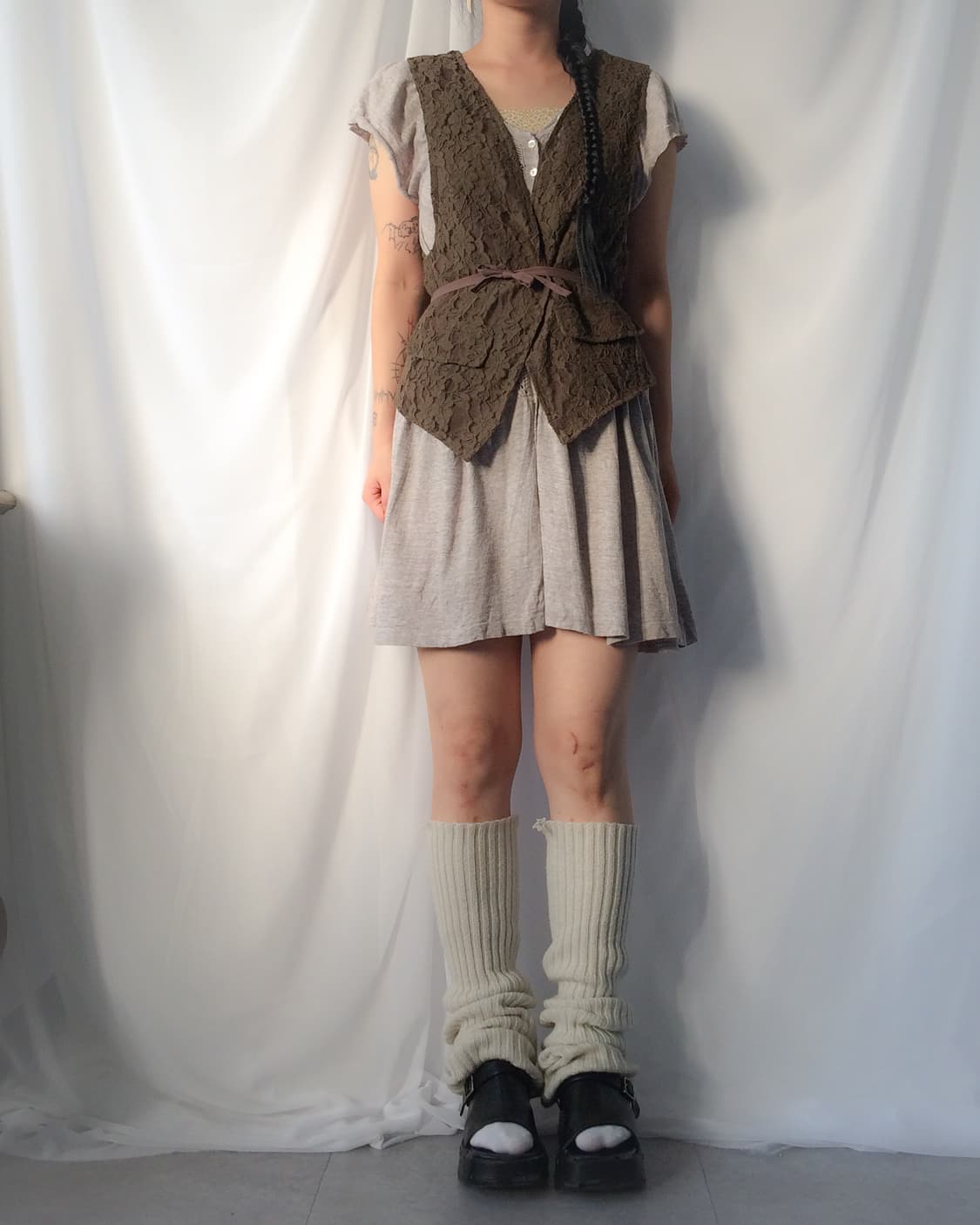 Reversible lace open vest 상품이미지6