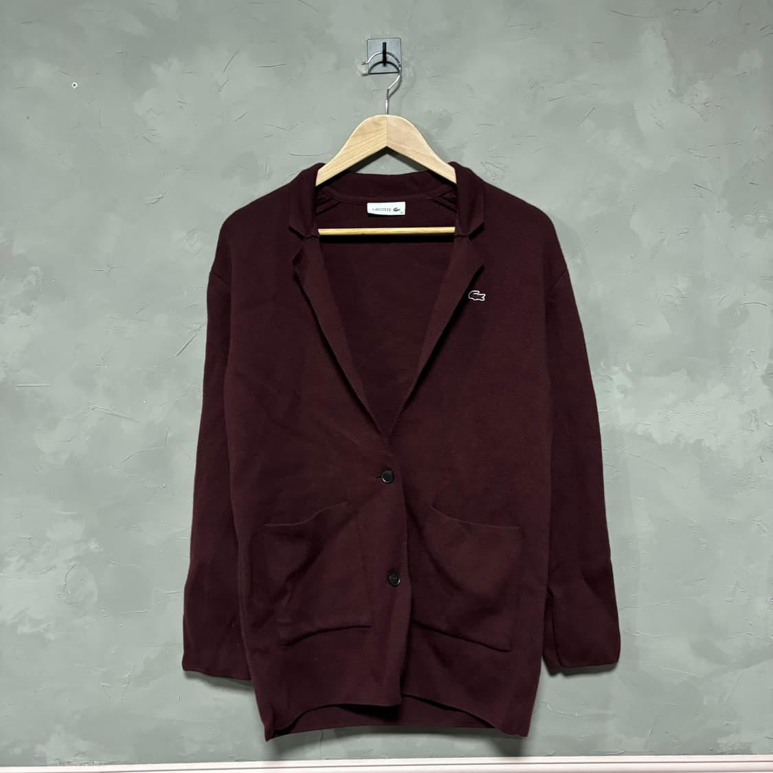 라코스테 니트 가디건 버건디 상품이미지1
