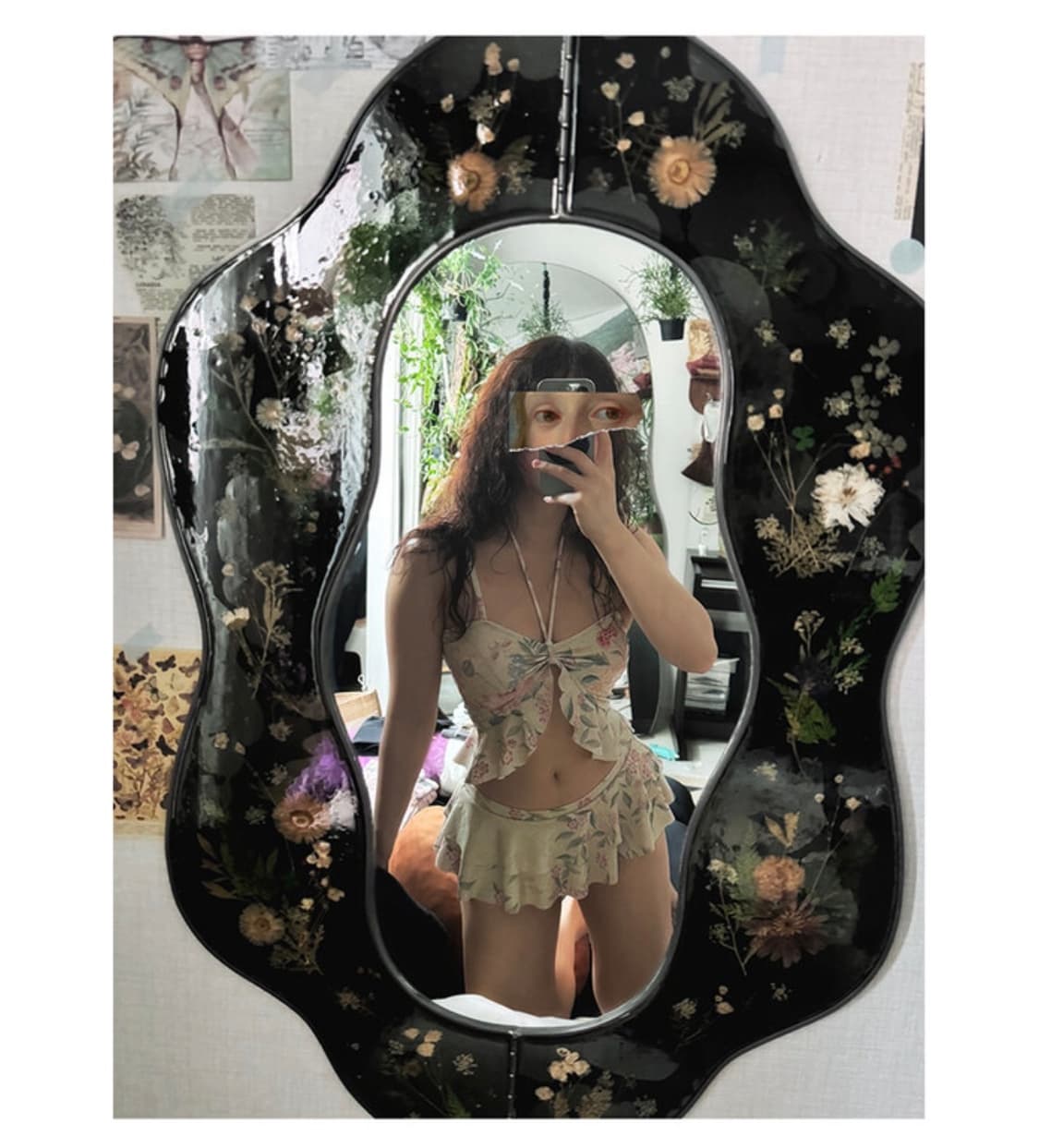 한땀한땀 민화 화초괴석도 프릴 비키니 치마 세트 수영복 S 상품이미지2