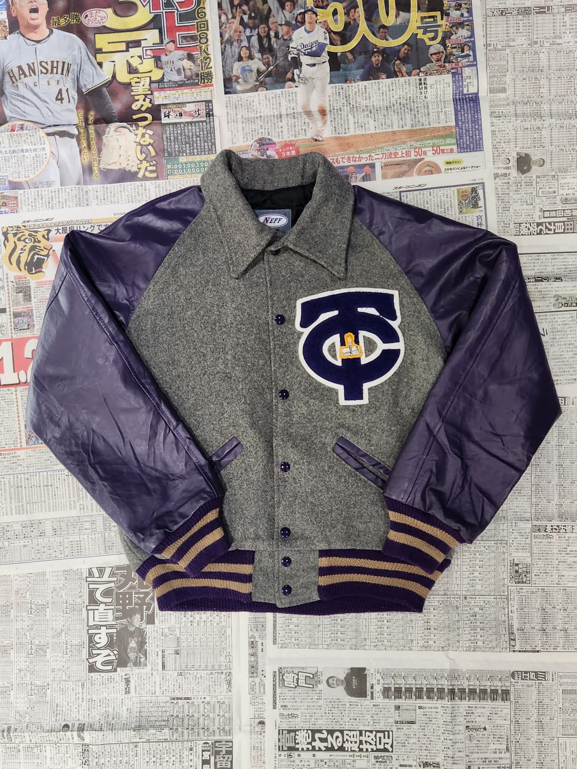 90's NEFF 레더 바시티 자켓 S  상품이미지1