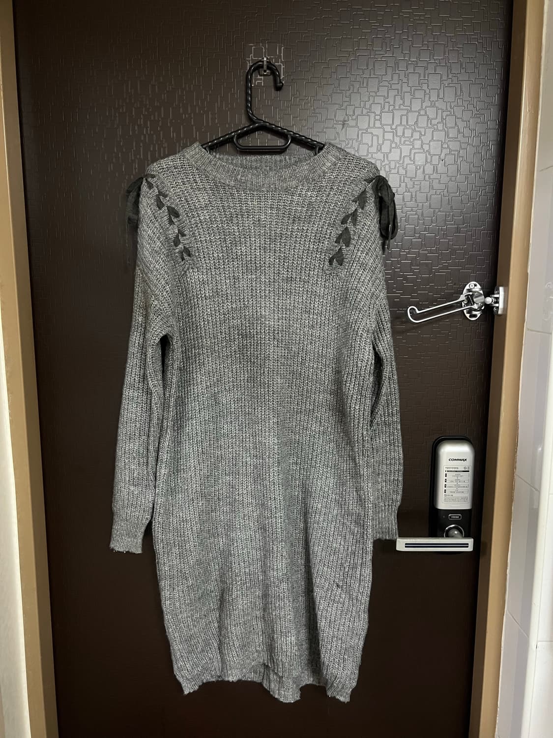 빈티지 아일렛 디테일 회색 니트원피스 L 상품이미지3