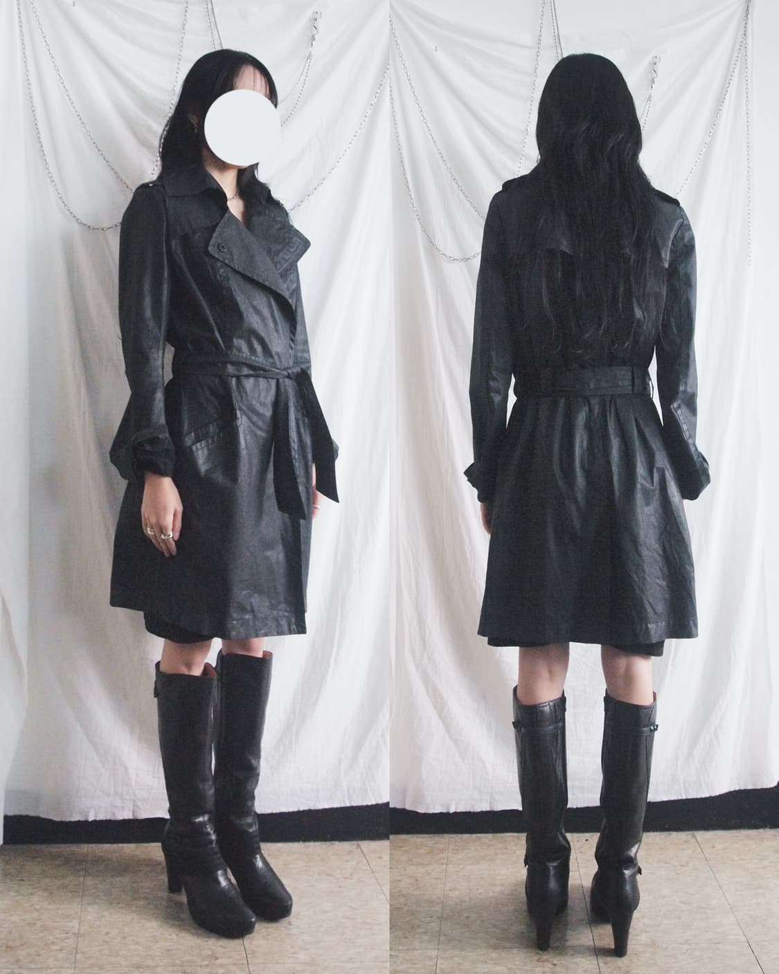 니나리치 10꼬르소꼬모 사선지퍼 왁스 코팅 데님 코트 상품이미지1