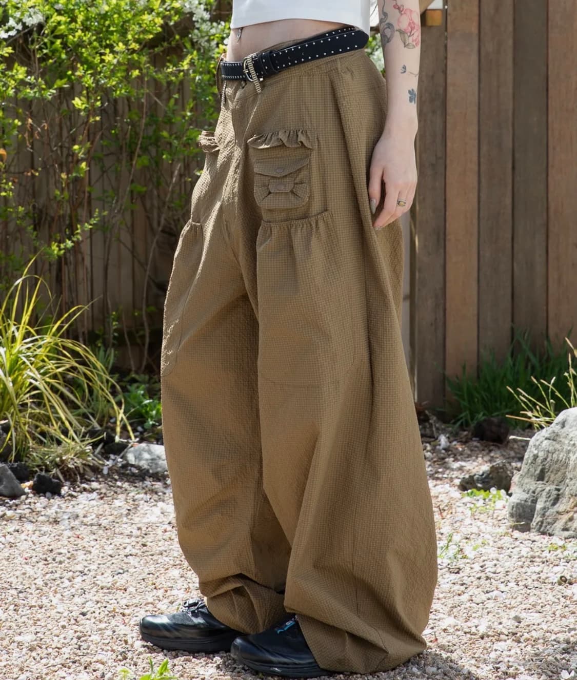 루나키후 사키 프릴 시어서커 와이드 팬츠 상품이미지1