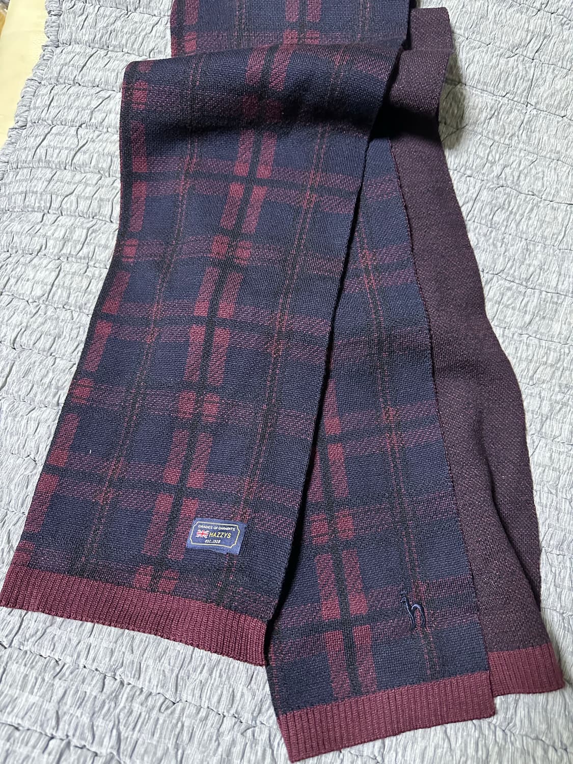 헤지스 체크 머플러 네이비 버건디 상품이미지1