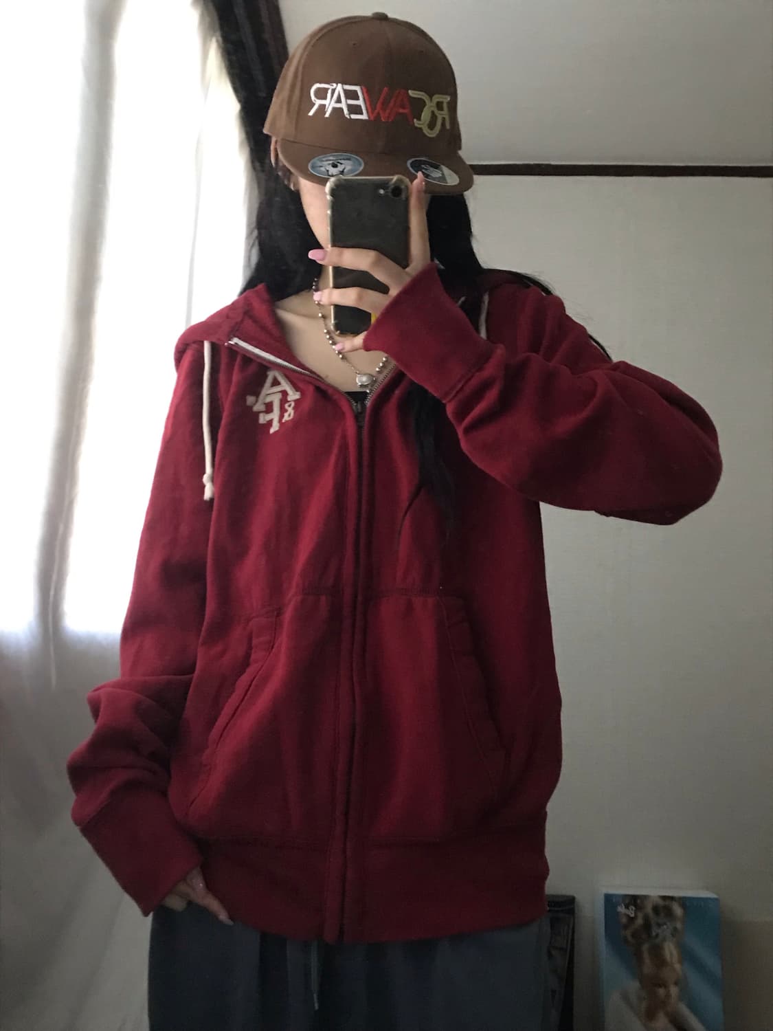 아베크롬비 딥레드 후드집업 상품이미지5