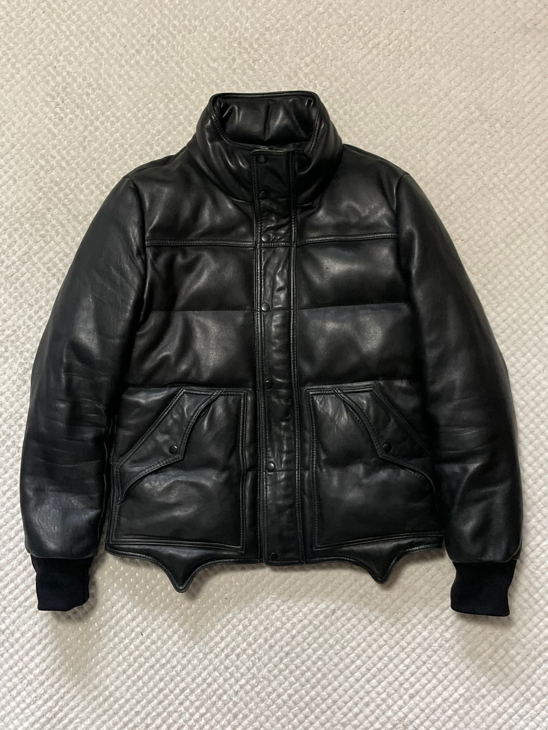 웨스턴 무드 램스킨 양가죽 레더 패딩 자켓 상품이미지1