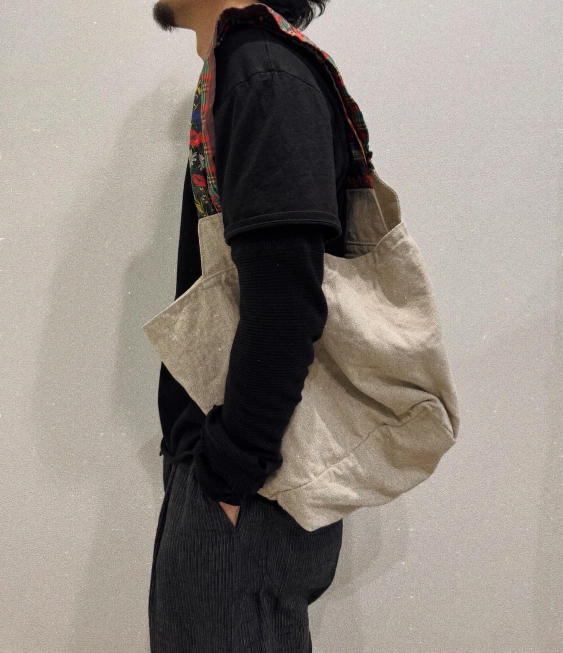 꼼데가르송 플라워 핸들 린넨 토트백 상품이미지2