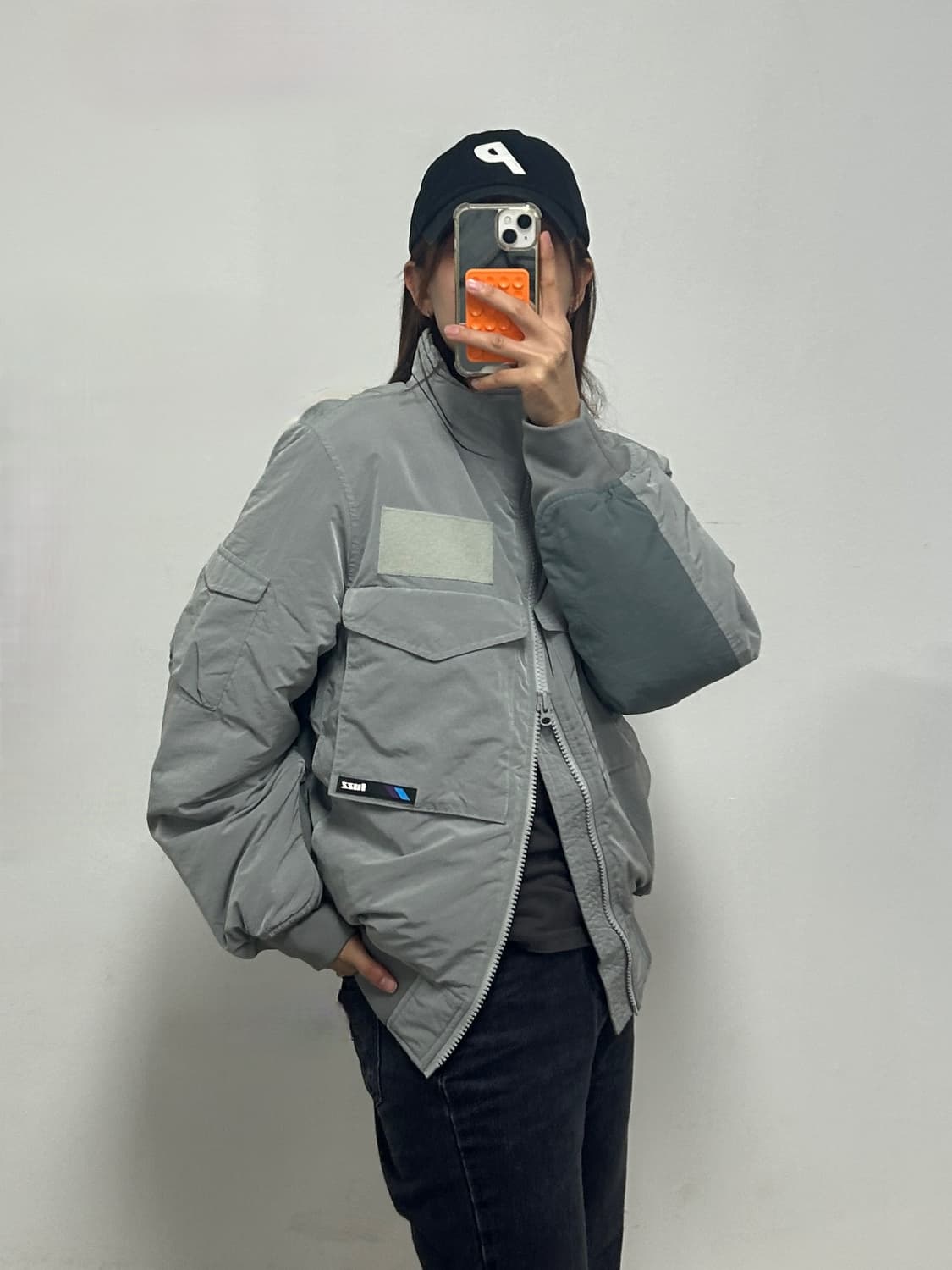 퍼즈 나일론쉘 빅포켓 누빔 봄버 자켓 그레이 상품이미지2